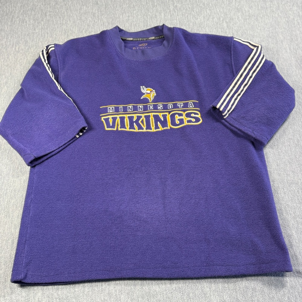 Active Sweatshirt Mens XL Purple‎ NFL Minnesota Vikings Fleece Crewneck Pullover